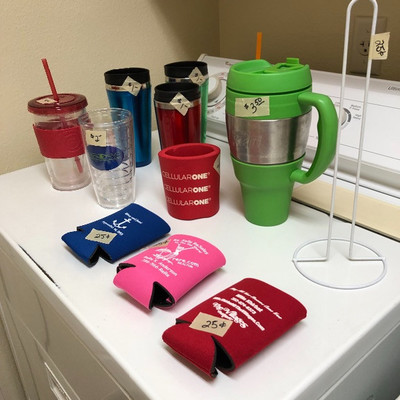 Travel cups, coozies