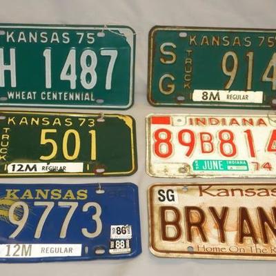 6 License Plates- Various States and Years