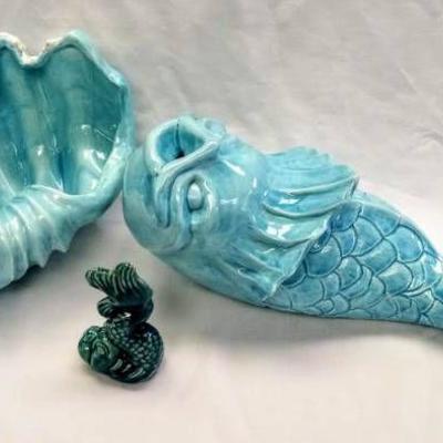 Very Unique Fish Mermaid Type Mid Century Pottery- ...