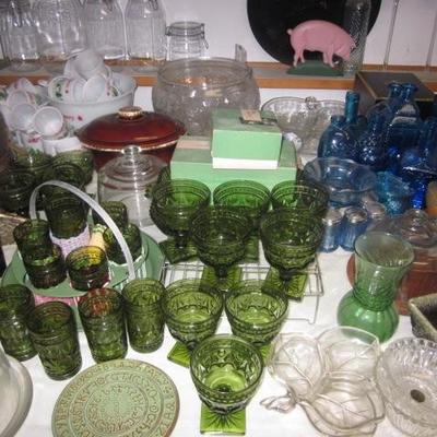 Tons of Colored Depression Glass