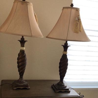 Matching bronze-colored table lamps
