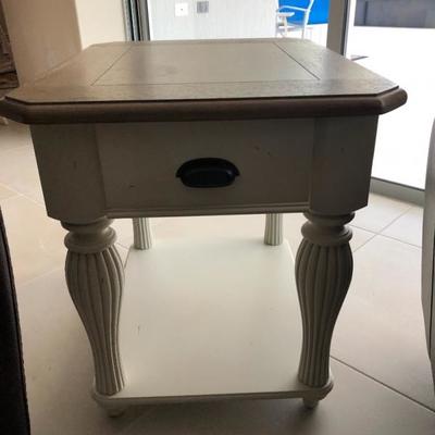 Buff paint & Natural wood End Table - There are 2 of these