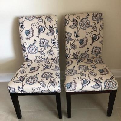 Two Modern Floral Parsons Chairs