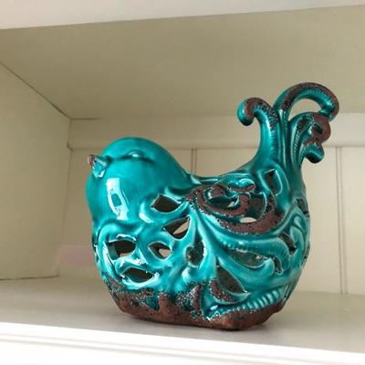 Turquoise Ceramic Bird Decor