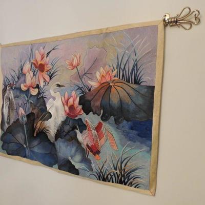 silk tapestry with brass rod