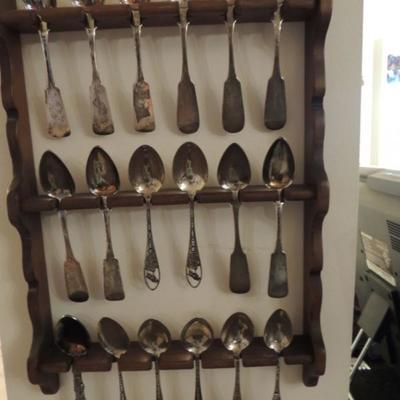 spoon collection with display rack