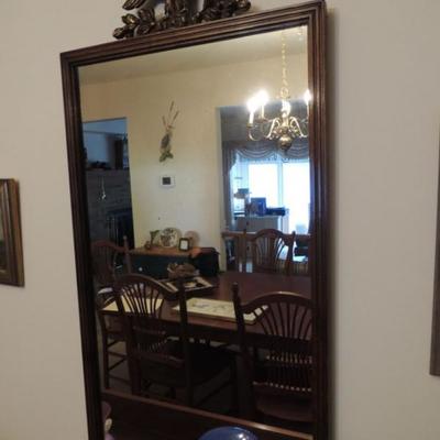 Antique mirror with eagle top