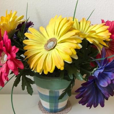 Colorful faux flower arrangement