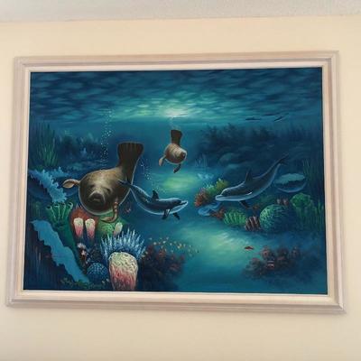 Sofa-size Undersea Life Painting