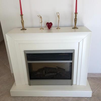 White wood freestanding fireplace - 49