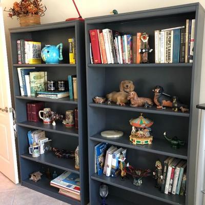 TWO charcoal bookcases - each 35-'/2