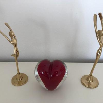 Brass art, glass heart