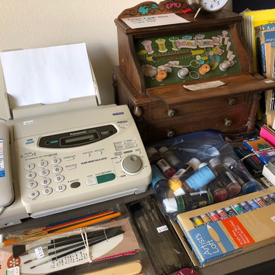 Fax machine, art supplies