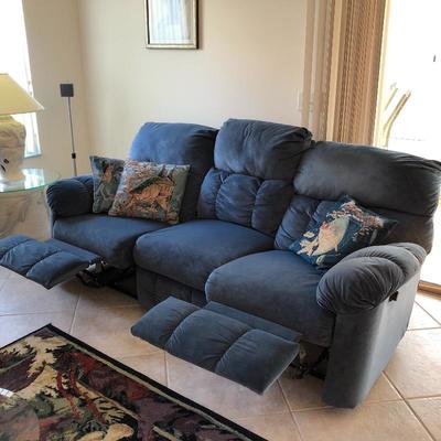 TWO Identical Berkline 3-cushion reclining sofas with dual massage feature - 82