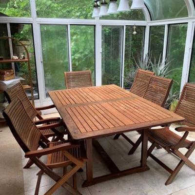 Eucalyptus or teak table and chairs