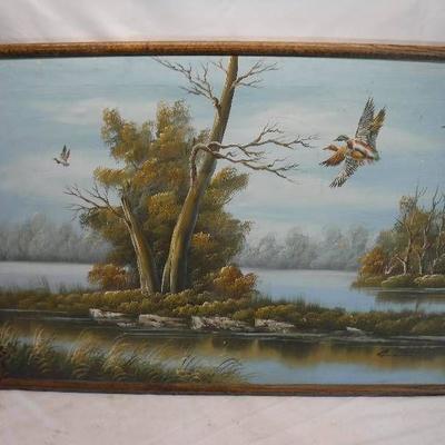 Ducks coming to land painting
