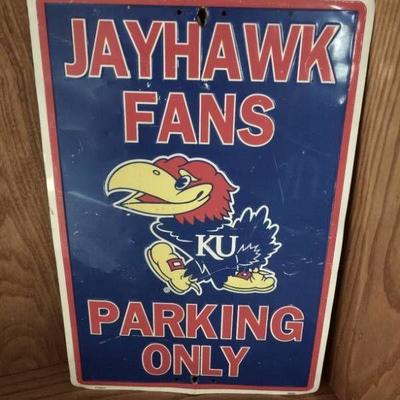 Jayhawk Fans Parking Only Tin Sign