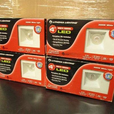 LOT of 4 - 4 LED Square Recessed Lights