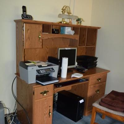 Desk, Computer, Printer, Lamp, Phone, Chair, Office Supplies