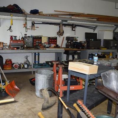 Garage Items, Shovels, Tool Boxes
