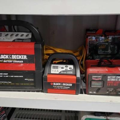 #1247: Black and Decker Battery Chargers and Battery Tenders
Also includes battery jumper cables.
