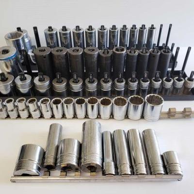 #1015: Various Standard/Metric Sockets, Snap-on Tools, Craftsmen, and More
Approximately 32 Snap-on sockets, 1/2