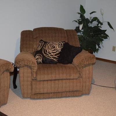 Side Chair, Pillows, Silk Plant, Portable Heater