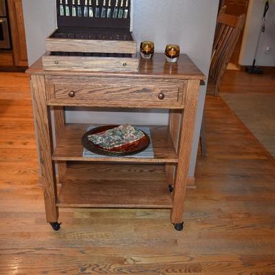 Wooden Kitchen Storage Cart, Silverware