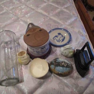 Blue White Salt Dip with Wood Lid and Other Collec ...