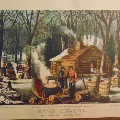 Maple Sugaring Print Published by Currier & Ives