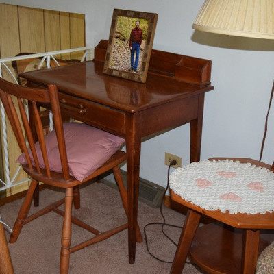Vintage Desk, Chair, & Side Table/Stool