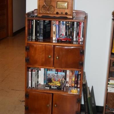 Cabinet, Books, Vintage Radio, Decor