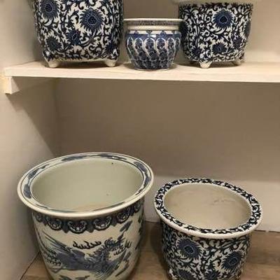 Blue and White Flower Pots