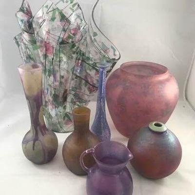 Seven Pieces of Art Vases - Purple