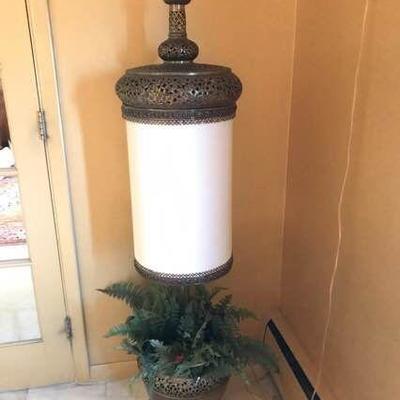 Vintage Tall Lamp with Greenery