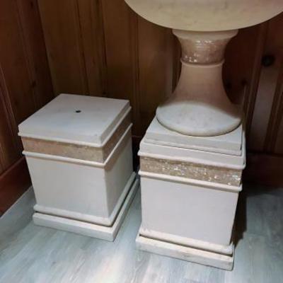 Pair of Pedestals and Plant Urn