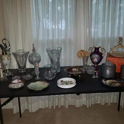 Tables full of great crystal, cut glass, and other beautiful items