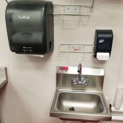 Hand Sink, Paper Towel Holder and Soap Dispenser