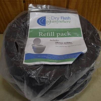 3 Refill Packs Dry Flush Go Anywhere