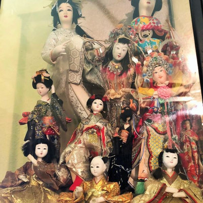 Japanese Dolls in Display Case