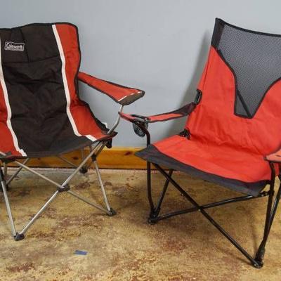 Lot of Two Red Folding Camping Chairs