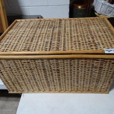Small wicker basket with contents.