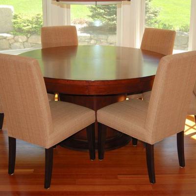 Mitchell Gold pedestal table and 6 parson's chairs