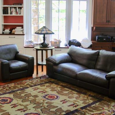 Roche Bobois leather sofa and matching arm chair