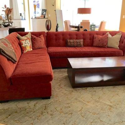 Mitchell Gold sectional sofa and coffee table
