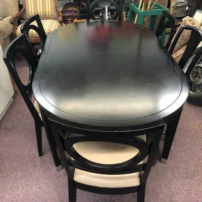 Oval Black Dinning Table - 5 Matching Chairs