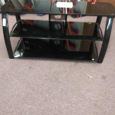 3 Tier Black Glass Television Stand