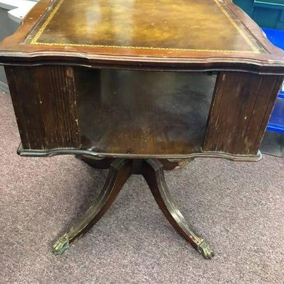 Leather Top Mid Century End Table