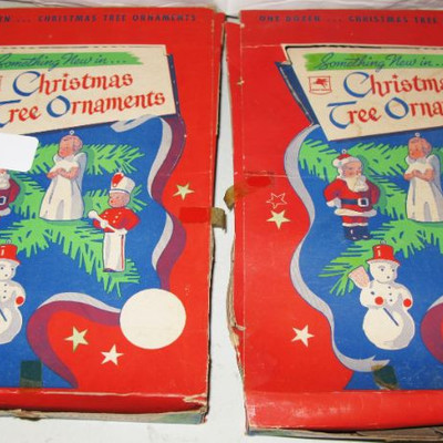 vintage wax Christmas tree ornaments   BUY IT NOW  $ 30.00 EACH BOX