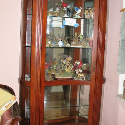 tall large round side curved front curio cabinet  BUY IT NOW $ 575.00 EACH    WE HAVE 2 OF THESE